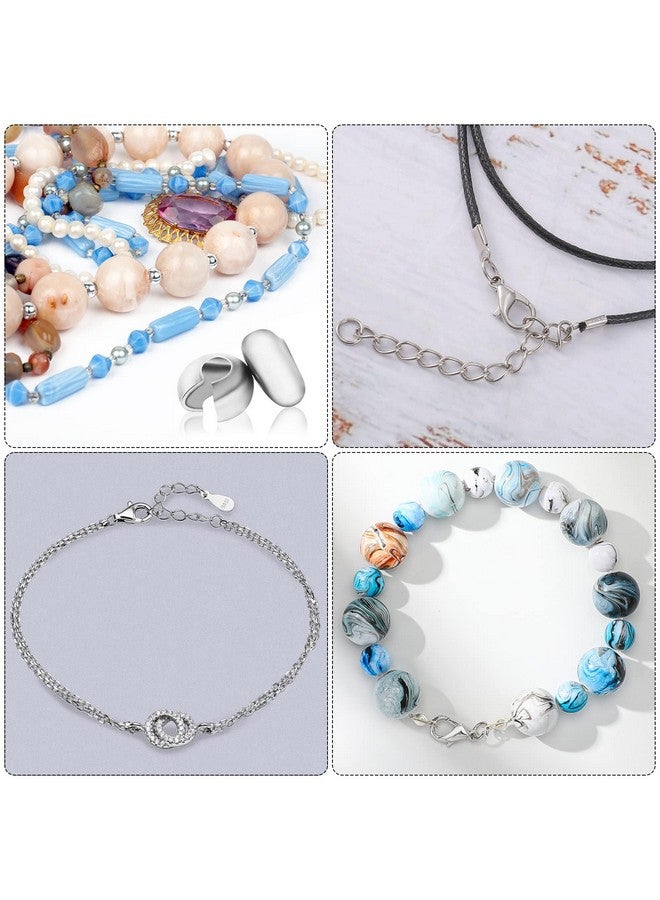 Sureio مجموعة ملحقات صنع المجوهرات 880 قطعة تشمل 80 مشبك لوبستر و 200 غطاء عقد خرز و 200 غطاء ضغط و 200 طرف ضغط و 200 موصل حلقة قفز لمشاريع الحرف اليدوية إمدادات مجوهرات سيلفر - Image 4