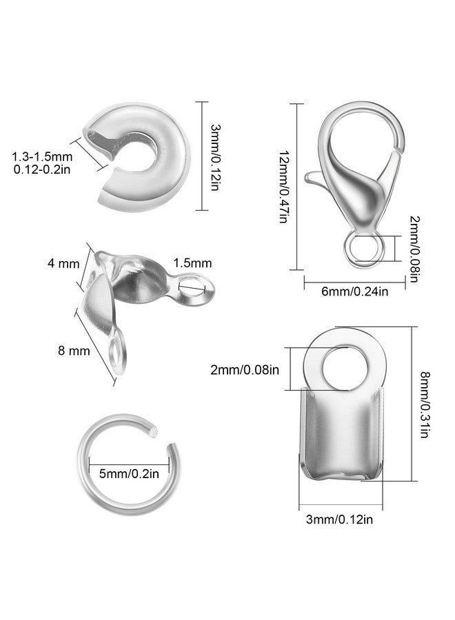 Sureio مجموعة ملحقات صنع المجوهرات 880 قطعة تشمل 80 مشبك لوبستر و 200 غطاء عقد خرز و 200 غطاء ضغط و 200 طرف ضغط و 200 موصل حلقة قفز لمشاريع الحرف اليدوية إمدادات مجوهرات سيلفر - Image 5