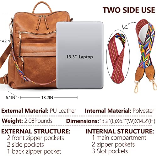 Dora & Liz Womens Backpack Purse Leather Fashion Travel Backpack Purse for Women Designer Ladies Shoulder Bags - Image 3
