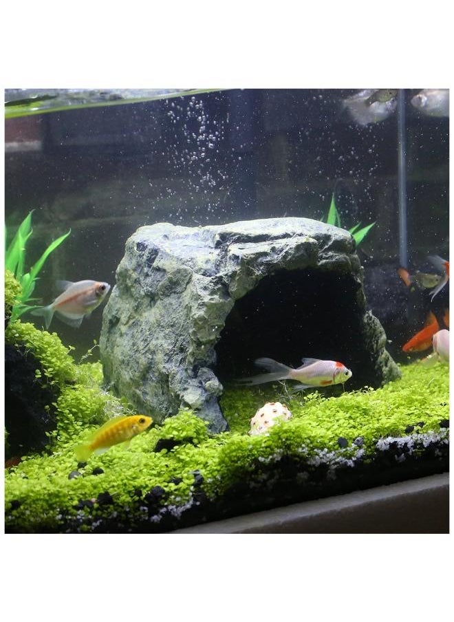 Reptile Rock Hide Cave, Small Aquarium Habitat Decor Rock Tortoise Hideout for Lizards, Turtles, Reptiles, Amphibians, Fish