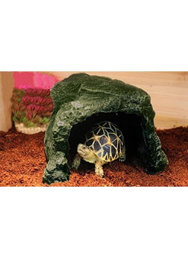 Reptile Rock Hide Cave, Small Aquarium Habitat Decor Rock Tortoise Hideout for Lizards, Turtles, Reptiles, Amphibians, Fish