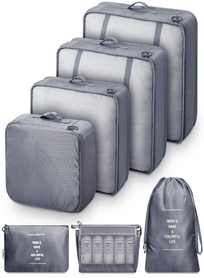 AROSHNAY 7 Set Travel Organizer Bag/Packing Cubes/Bags for Luggage/Suitcases/Travel Accessories/Compression Storage Shoe Bag/Clothing Underwear for Man & Womenl Nylon (Beige) (gray) - Image 1