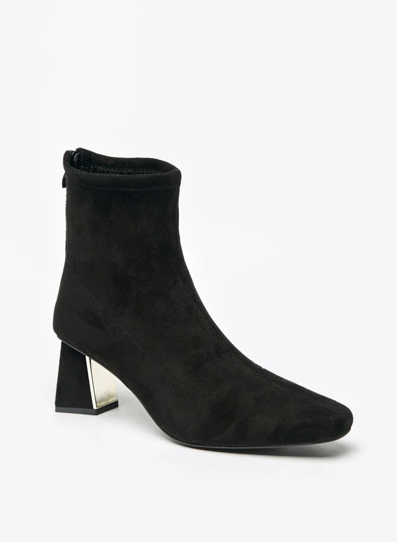Flora Bella By Shoexpress Womens Solid Boots With Flared Heels And Zip Closure By Shoexpress