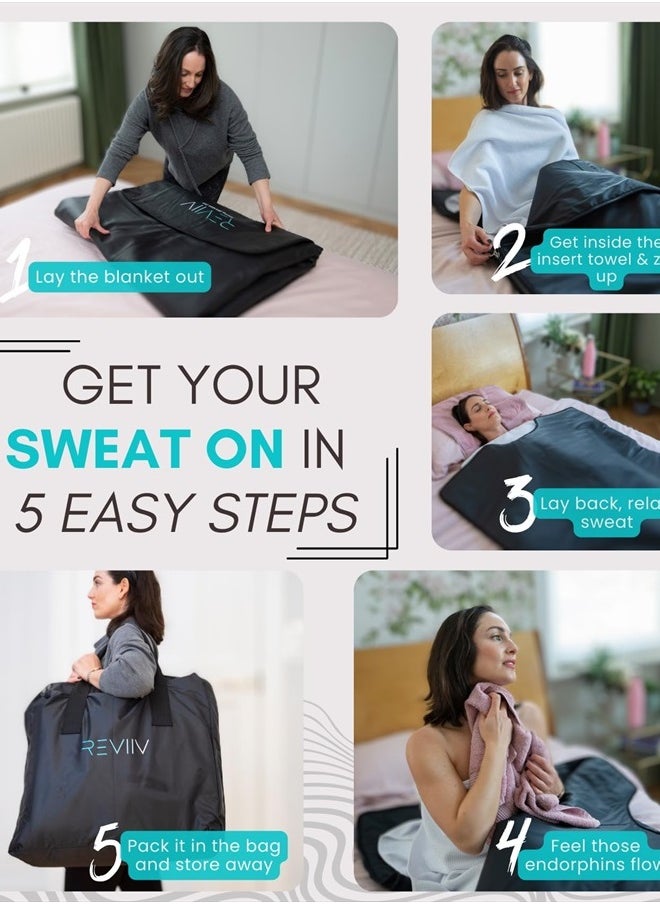 REVIIV - Portable Sauna Blanket with Bonus Cotton Insert Towel - V2.0 Major Upgrades! Premium Far Infrared Sauna Blanket for Detoxification - Sauna Blanket Infrared Saunas for Home with 85-185℉ Temp Range - Image 1