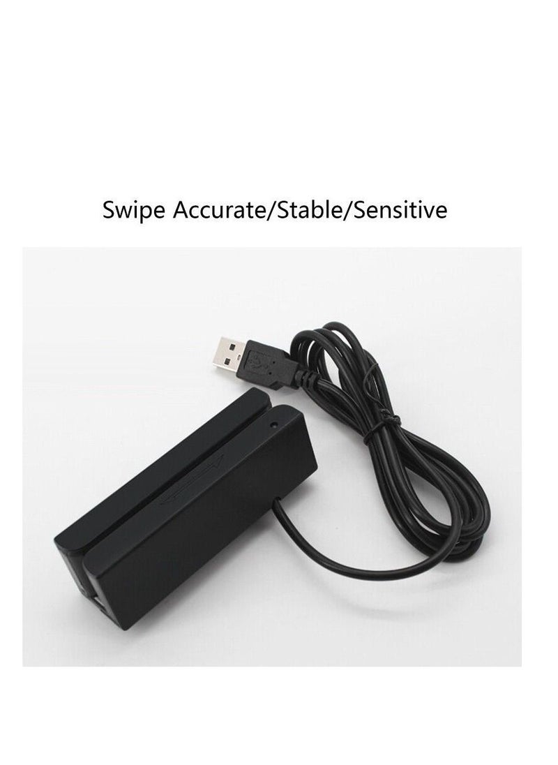 Generic - USB Mini Credit Card MSR90 3 Triple Tracks Hi-co Magnetic Stripe Strip Credit Card Swipe Speed Reader Swiper for POS System Cashier Registry Msr, Black (STYLE-580) - Image 1