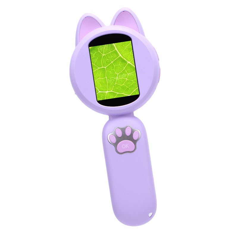 Electronic Magnifying Glass Handheld 2.0 Inch Color Screen Portable Digital Microscope Educational Science Toys with 8 LED Lights Purple - Image 3