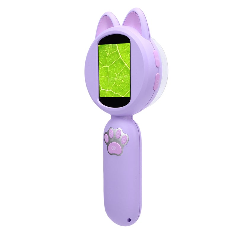 Electronic Magnifying Glass Handheld 2.0 Inch Color Screen Portable Digital Microscope Educational Science Toys with 8 LED Lights Purple - Image 5