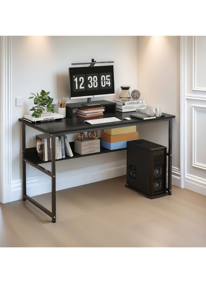 ACPLAY Study Desk with Bookshelf, Spacious Computer Desk with Monitor Stand, Sturdy Home Office Writing Table for Work, Study & Gaming  - Image 2