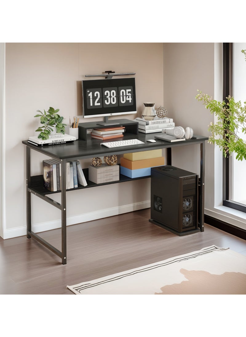 ACPLAY Study Desk with Bookshelf, Spacious Computer Desk with Monitor Stand, Sturdy Home Office Writing Table for Work, Study & Gaming  - Image 5