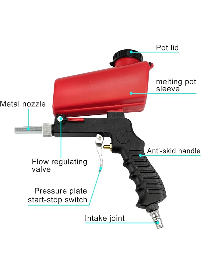 erorex Sand Blaster Professional Anti Rust Blasting Machine 90Psi Pneumatic Sand Blasting Kit Handheld Gravity Sandblaster Adjustable Flow Rate For Spraying Remove Paint Stains Rust Spot - Image 3