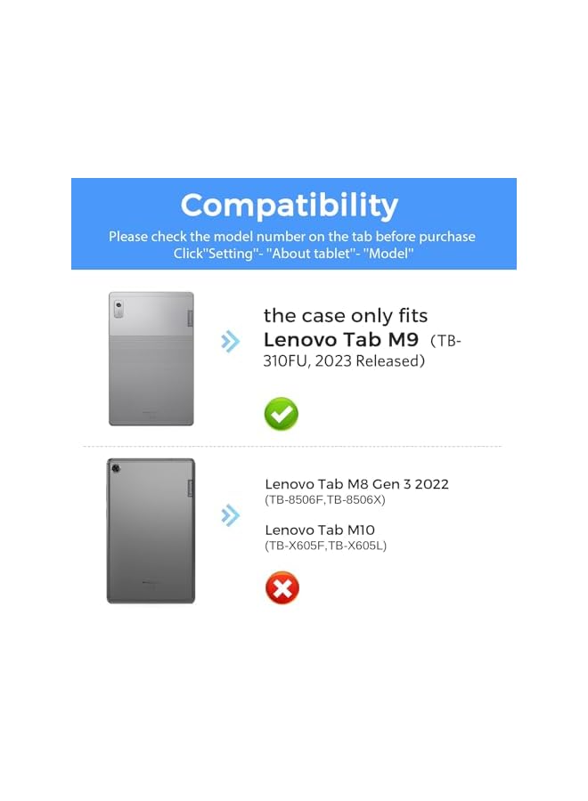 Excefore Case For Lenovo Tab M9 2023 1Rd Gen 9 Inch Slim Stand Hard Back Shell Protective Smart Cover Case For Lenovo Tab M9 2023 - Image 2