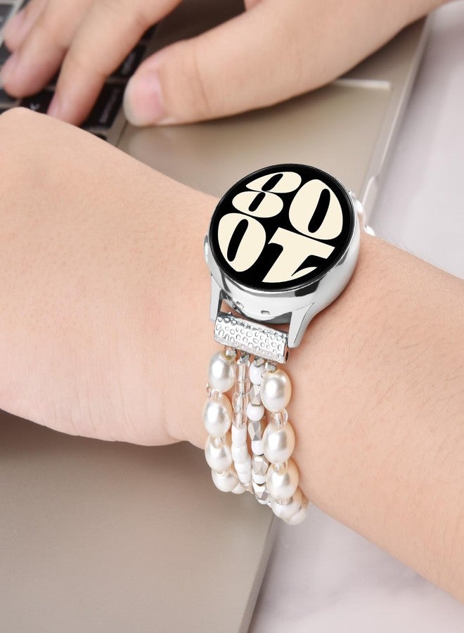 VISOOM Beaded Bands For Samsung Galaxy Watch 5 6 4 40/44mm Bands Women Elastic Cute Boho Galaxy Classic Bands Watch4 42/44mm Watch6 43/47mm Bracelet Girls, Fashion 20mm Watch Bands Samsung 5 Pro 45mm - Image 2