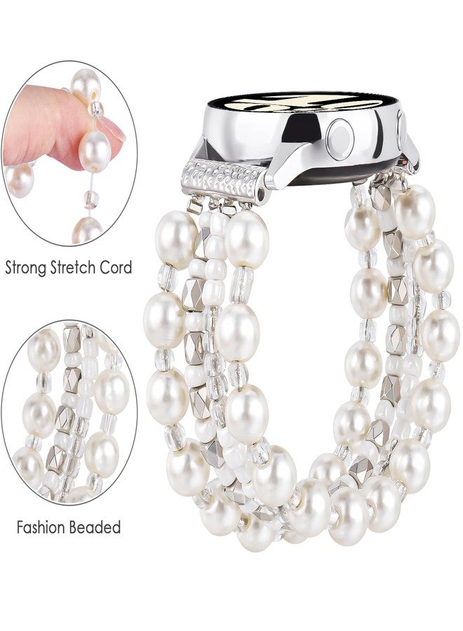 VISOOM Beaded Bands For Samsung Galaxy Watch 5 6 4 40/44mm Bands Women Elastic Cute Boho Galaxy Classic Bands Watch4 42/44mm Watch6 43/47mm Bracelet Girls, Fashion 20mm Watch Bands Samsung 5 Pro 45mm - Image 3