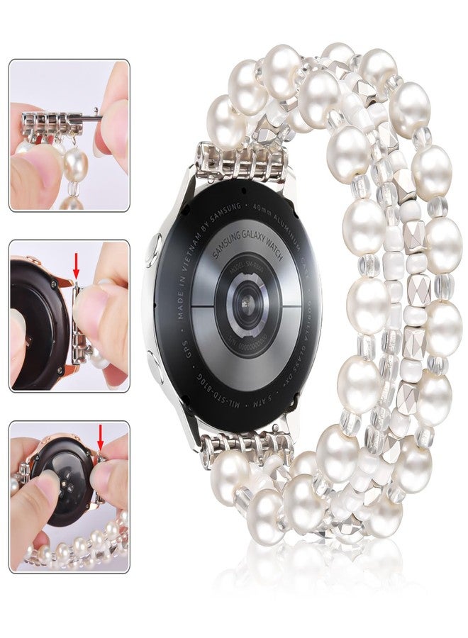 VISOOM Beaded Bands For Samsung Galaxy Watch 5 6 4 40/44mm Bands Women Elastic Cute Boho Galaxy Classic Bands Watch4 42/44mm Watch6 43/47mm Bracelet Girls, Fashion 20mm Watch Bands Samsung 5 Pro 45mm - Image 5