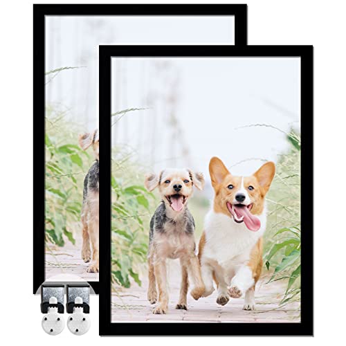 icariery 12x16 Picture Frame Set of 2, Black Photo Frames High Transparent Wall Gallery Desktop Horizontal Vertical for Canvas Collage Photo Poster Certificate 12 x 16 inches - Image 1