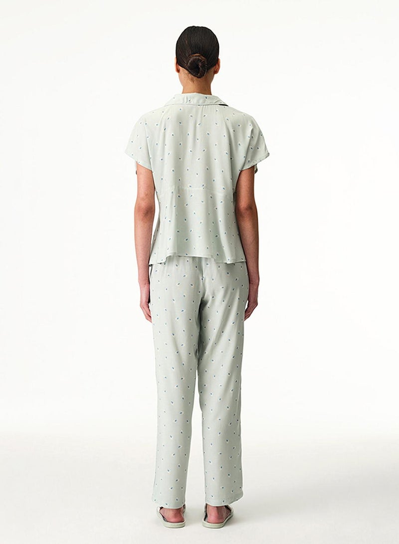 Penti Women's Viscose Lounge Serenity Shirt & Pants Set - Light Green - Image 3