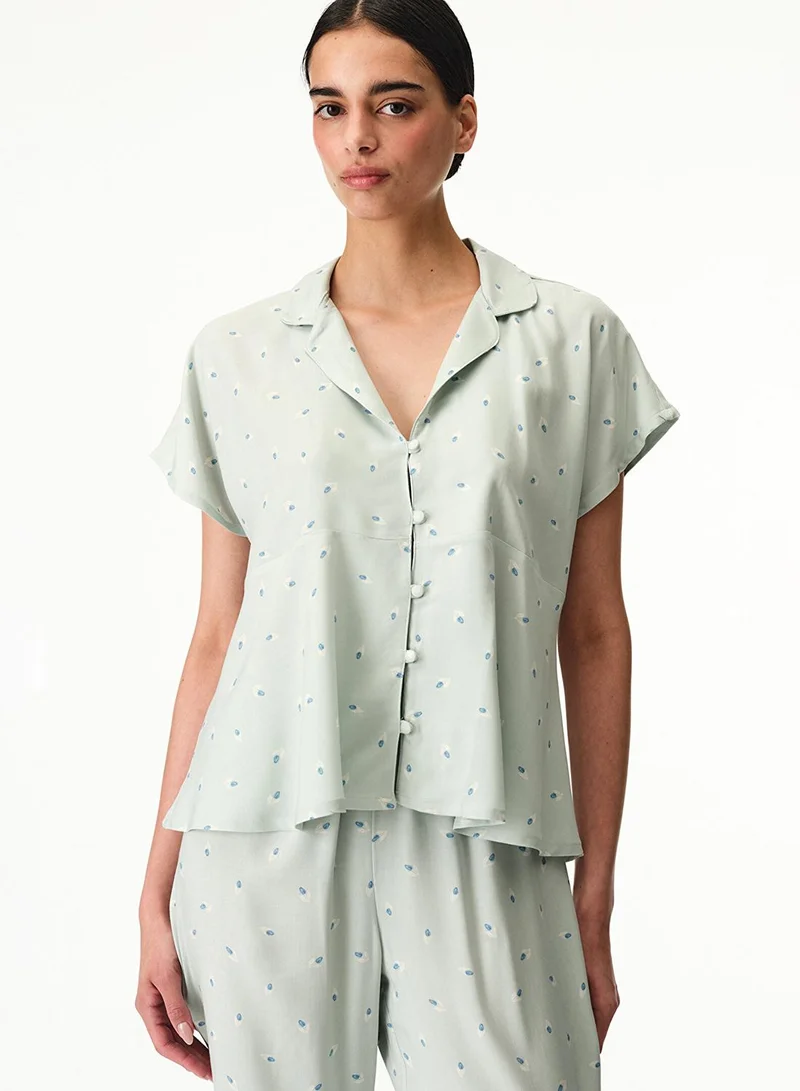 Penti Women's Viscose Lounge Serenity Shirt & Pants Set - Light Green