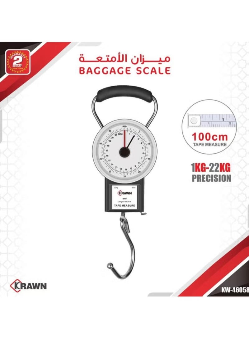 Denx Luggage Baggage Scale with Tape Measure with Dial Display 22kg Capacity - Image 1