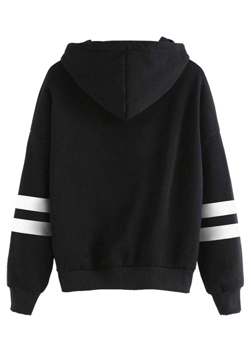 KASTWAVE Friends Hoodies for Women, Long Sleeve Drawstring Fleece Letters Print Hooded(Black,M) - Image 2