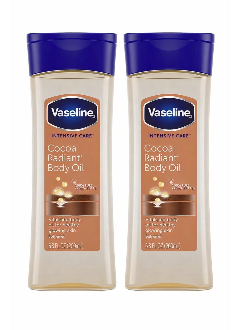 Vaseline Intensive Care Cocoa Radiant Body Oil 200ml Pack of 2 – Moisturizing Body Oil with 100% Pure Cocoa Butter for Healthy Glowing Skin - Image 1