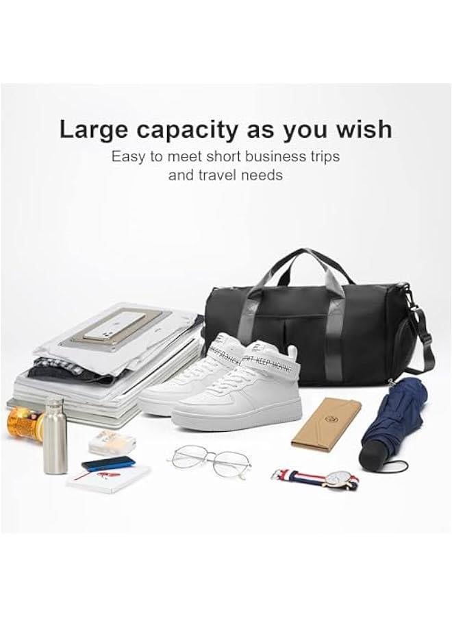 تراسل شنطة رياضية لصالة الالعاب الرياضية من تراسل مع جيب رطب وحجرة للاحذية كتف مقاومة للماء لعطلة نهاية الاسبوع للنساء والرجال للسباحة والسفر خفيفة الوزن وسهلة الحمل اسود البوليستر - Image 4