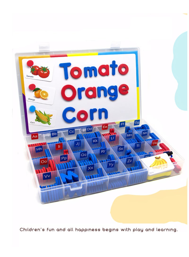 حروف إسفنجية مغناطيسية للأطفال، مجموعة حروف أبجدية للفصول الدراسية مكونة من 234 قطعة مع بطاقات CVC، مغناطيسات لوحة ABC الكلاسيكية لتعلم الإملاء في مرحلة ما قبل المدرسة - Image 1