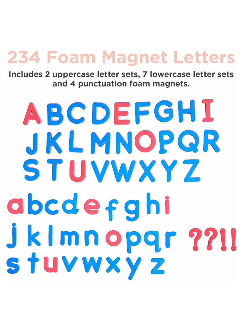 حروف إسفنجية مغناطيسية للأطفال، مجموعة حروف أبجدية للفصول الدراسية مكونة من 234 قطعة مع بطاقات CVC، مغناطيسات لوحة ABC الكلاسيكية لتعلم الإملاء في مرحلة ما قبل المدرسة - Image 3