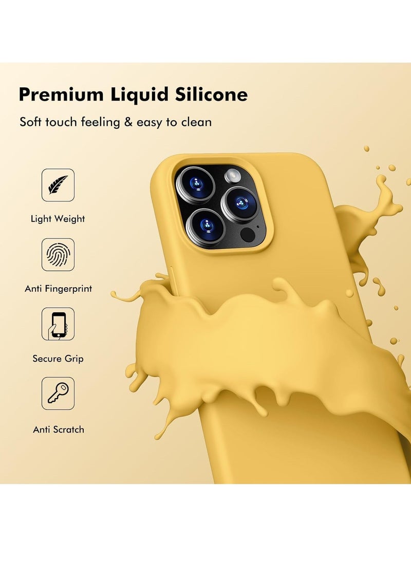 JAJEEK "New Soft Liquid Silicone Gel Case for iPhone 16 Pro Max – Full Body Shockproof Protection, Matte Finish & Soft Microfiber Lining (Mustard)" - Image 3