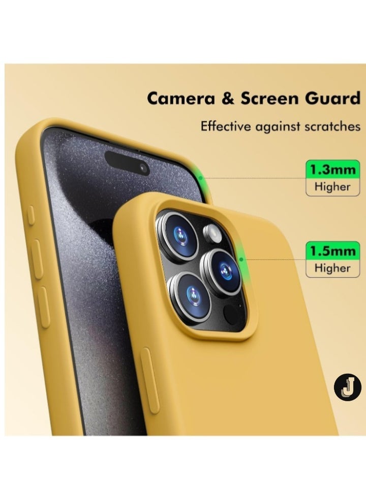 JAJEEK "New Soft Liquid Silicone Gel Case for iPhone 16 Pro Max – Full Body Shockproof Protection, Matte Finish & Soft Microfiber Lining (Mustard)" - Image 4