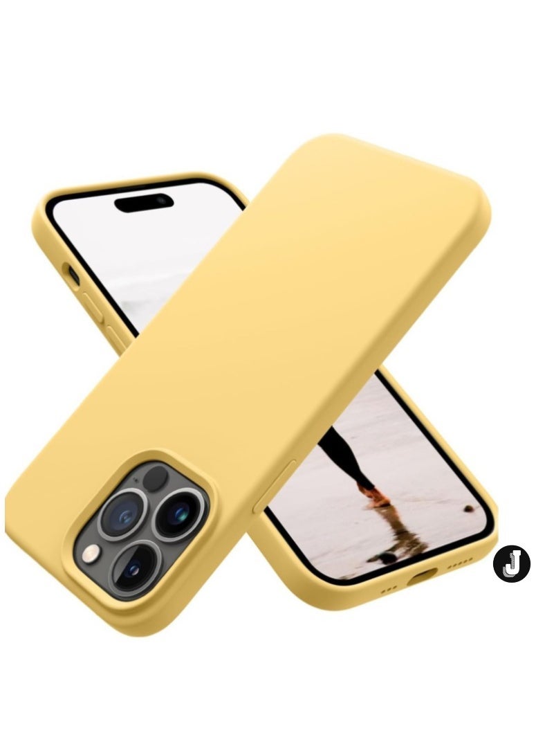 JAJEEK "New Soft Liquid Silicone Gel Case for iPhone 16 Pro Max – Full Body Shockproof Protection, Matte Finish & Soft Microfiber Lining (Mustard)" - Image 1