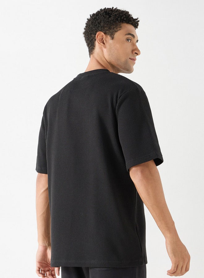 كابا تيشيرت مضلع بياقة ضيقة وأكمام قصيرة من كابا - Image 3