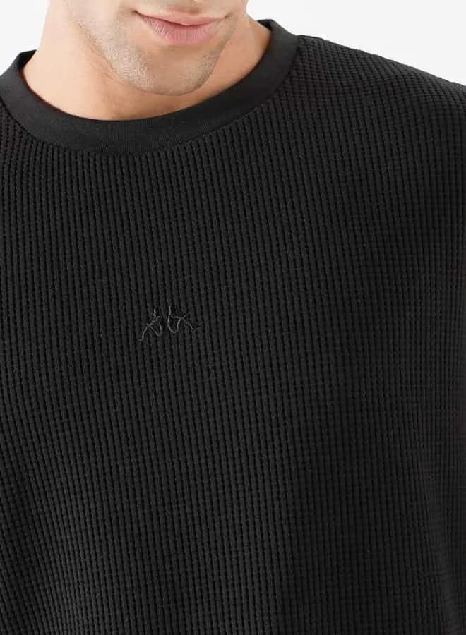 Kappa Kappa Ribbed T-shirt with Crew Neck and Short Sleeves