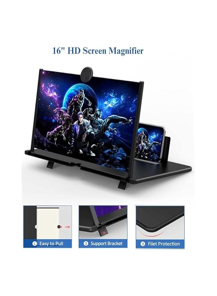 PROMASS 14'' Phone Screen Magnifier - HD Smartphone Amplifier for Videos, Movies, Games, Magnifier Projector Screen Enlarger Supports All Smartphones (Black) - Image 2