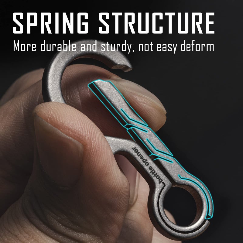KeyUnity مفتاح يونيتي KM01 مشبك مفاتيح تيتانيوم EDC مع فتاحة زجاجات، حلقة مفاتيح كارابيني سريعة الإطلاق للرجال (KM01 (مصقول بالرملي)) - Image 4