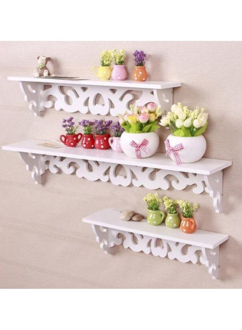 LINGWEI Modern White Floating Wall Shelves Set of 3 Wooden Wall Mounted Shelf for Living Room Bedroom Office Kitchen Stylish Wall Storage Rack and Display Solution  - Image 4