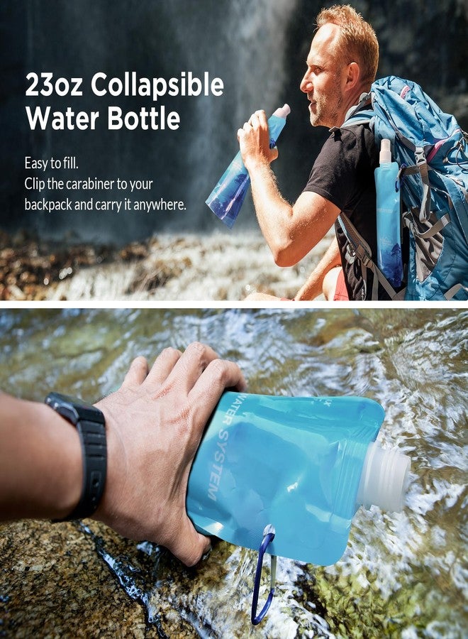 Membrane Solutions 23oz Collapsible Water Bottle for Water Filter Straw, Reusable Water Pouch with Carabiner and Measurement, Foldable Water Container Bag for Hiking Camping Travel Emergency - 4 Pack - Image 4
