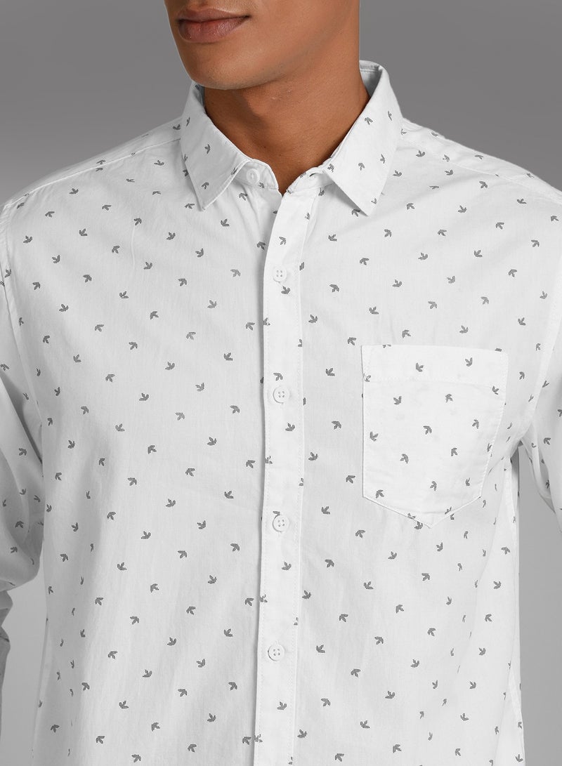 HIGH STAR Regular Fit White Micro Ditsy Printed Shirt for Men  - Image 5