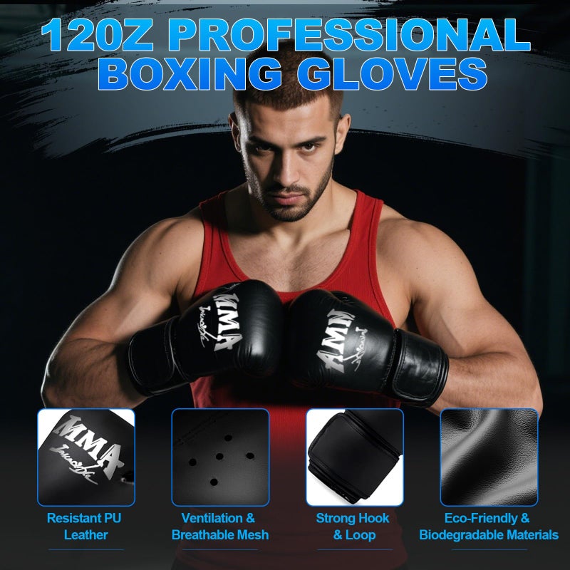 JUOIFIP Punching Bag for Adults Teens, 4FT Oxford Heavy Boxing Bag Set with 12 OZ Boxing Gloves, Suitable for MMA Karate Kickboxing Boxing Muay Thai Training at Home or Gym - Unfilled - Image 5