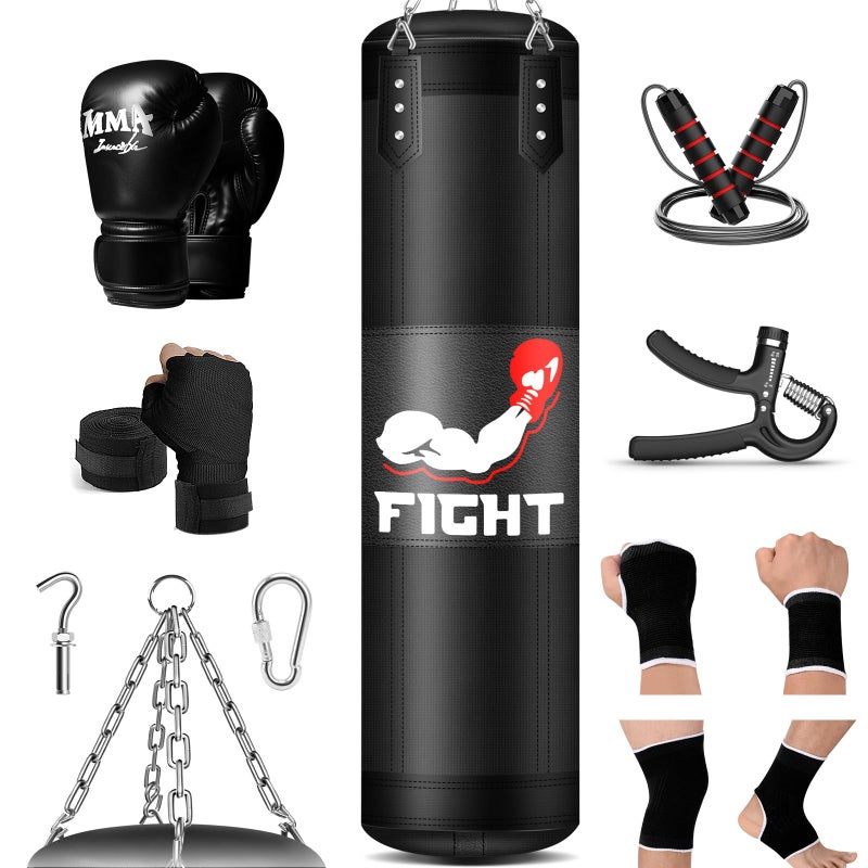 JUOIFIP Punching Bag for Adults Teens, 4FT Oxford Heavy Boxing Bag Set with 12 OZ Boxing Gloves, Suitable for MMA Karate Kickboxing Boxing Muay Thai Training at Home or Gym - Unfilled - Image 1