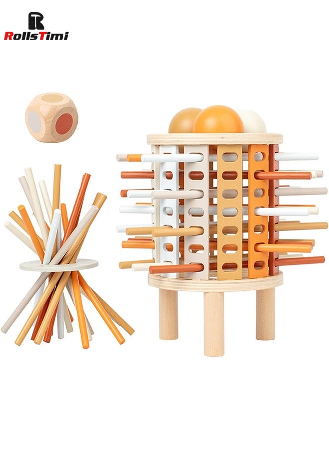 RollsTimi  Interactive Party Tabletop Game Wooden Tower Dice Ball Puzzle Toys Enhance Cognitive and Thinking Skills for 3-6 Years Boys and Girls Family Travel Toys  - Image 1
