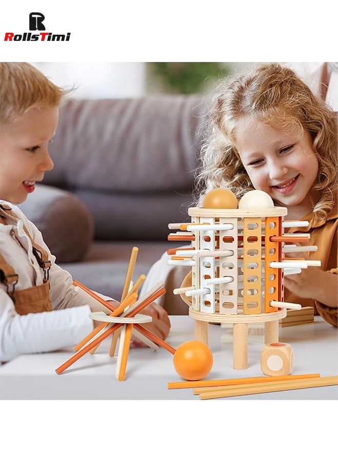 RollsTimi  Interactive Party Tabletop Game Wooden Tower Dice Ball Puzzle Toys Enhance Cognitive and Thinking Skills for 3-6 Years Boys and Girls Family Travel Toys  - Image 4