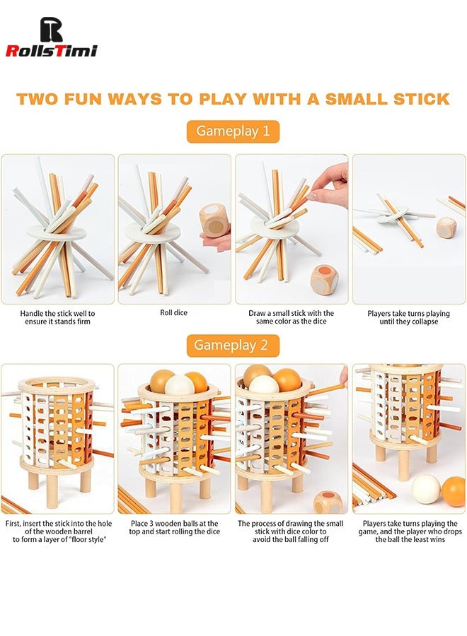 RollsTimi  Interactive Party Tabletop Game Wooden Tower Dice Ball Puzzle Toys Enhance Cognitive and Thinking Skills for 3-6 Years Boys and Girls Family Travel Toys  - Image 5