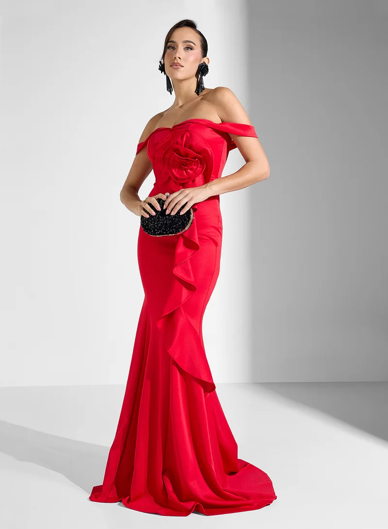 Ginger Boutique Floral Off-Shoulder Dress