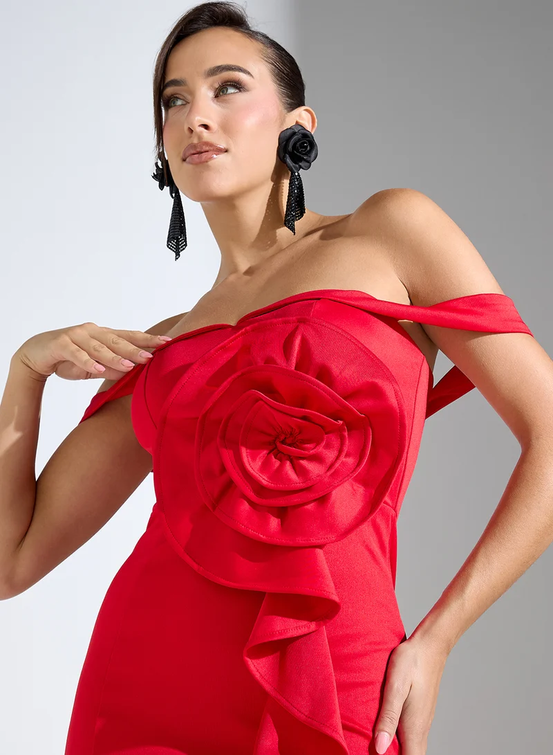Ginger Boutique Floral Off-Shoulder Dress