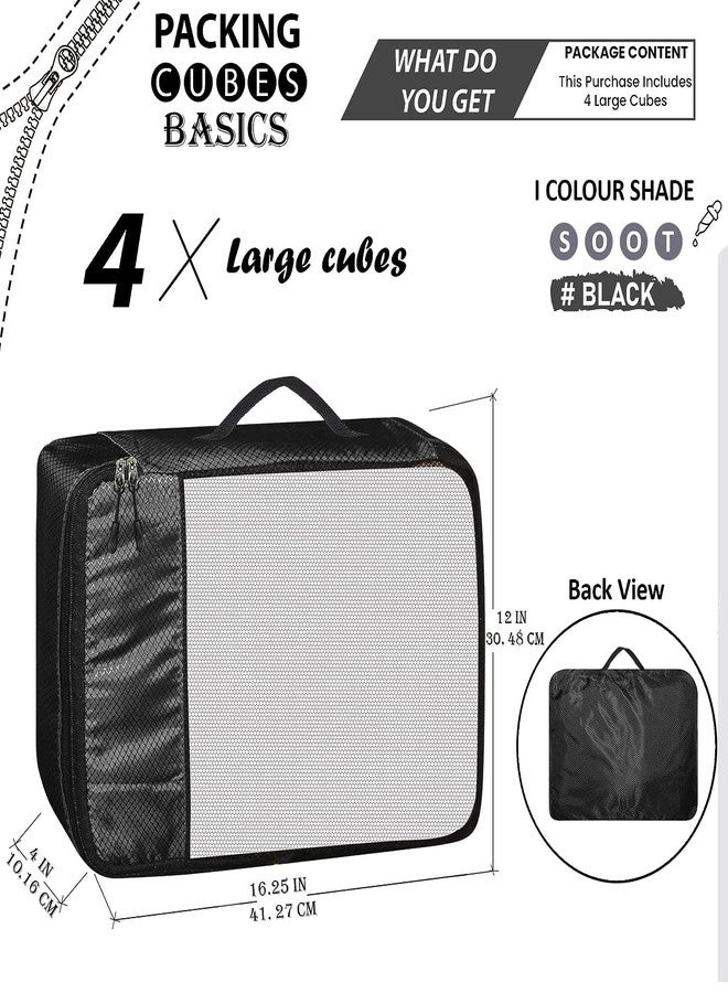 GOMAJO Packing Cubes Travel Suitcase Organizer Large Set of 4 Polyster (Black) - Image 2