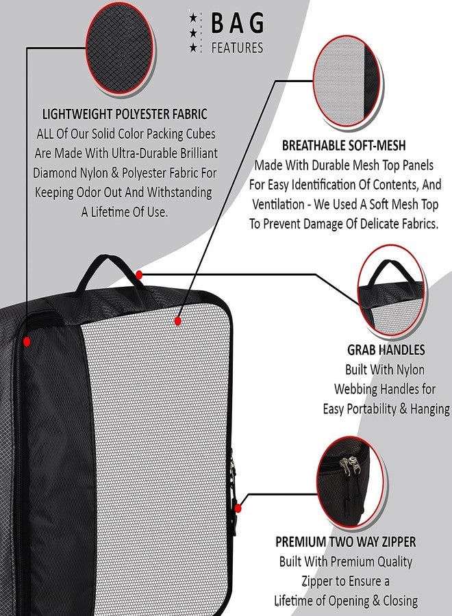 GOMAJO Packing Cubes Travel Suitcase Organizer Large Set of 4 Polyster (Black) - Image 3