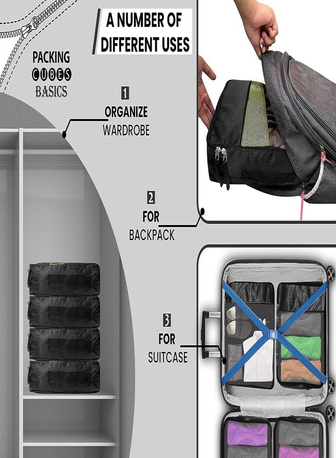 GOMAJO Packing Cubes Travel Suitcase Organizer Large Set of 4 Polyster (Black) - Image 4