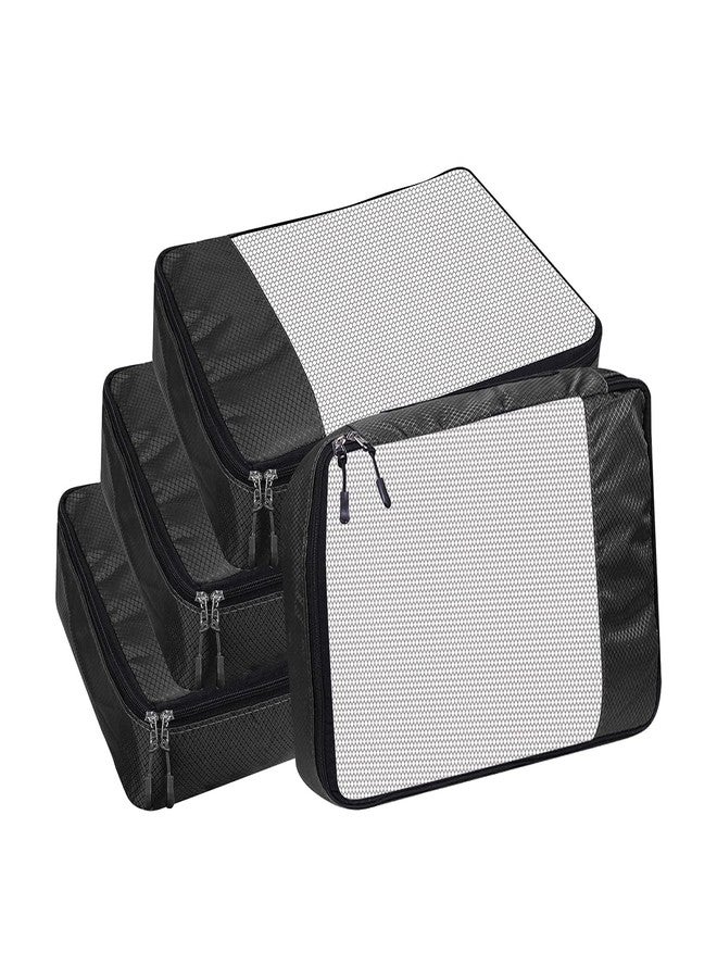 GOMAJO Packing Cubes Travel Suitcase Organizer Large Set of 4 Polyster (Black) - Image 1