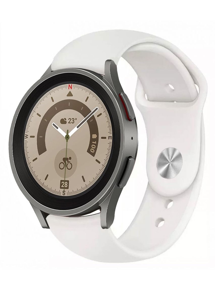 CATANES Samsung Galaxy Watch 5 Band Galaxy Watch 5 Pro Band Replacement Silicone Strap 20mm Smart Watch Wristband Compatible with Galaxy Watch5 (44mm/40mm) Galaxy Watch5 Pro (45mm) White