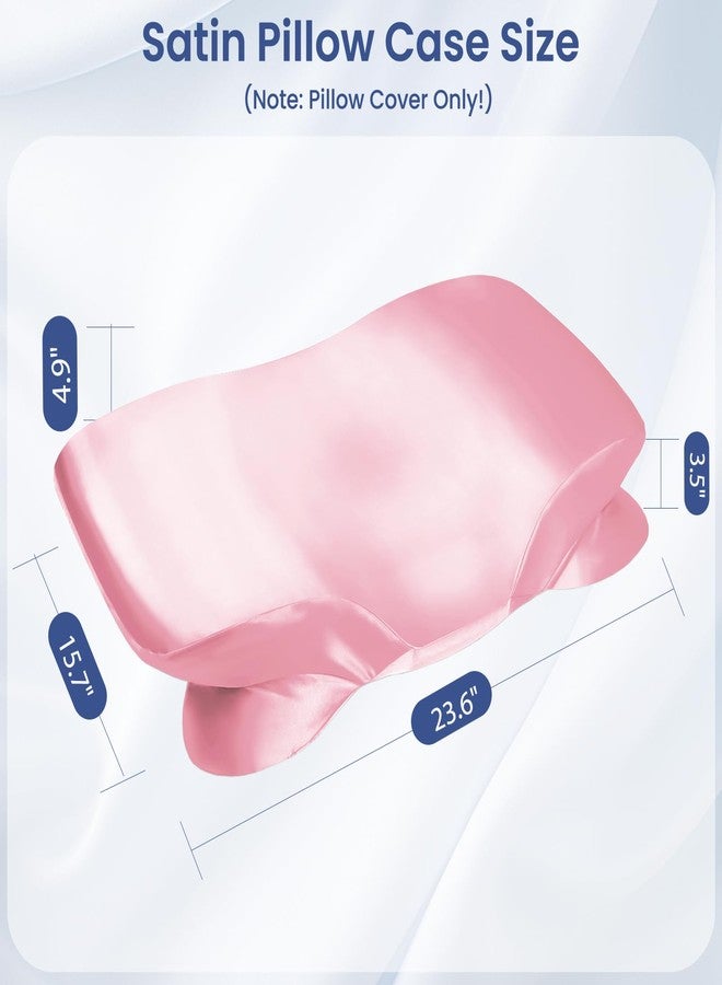 Zelimun Satin Pillowcase for Cervical Pillow Only, Contour Pillow Case, Smooth & Soft Pillowcase for Sleeping Pillow, Pink Pillow Cover with Zipper - Image 3